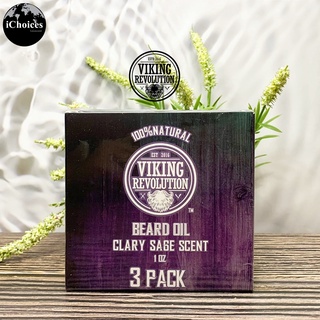 [Viking Revolution] Beard Oil 3 Pack, Clary Sage Scent 28 g น้ำมันเครา บำรุงหนวดเครา กลิ่นคลารี่ เสจ