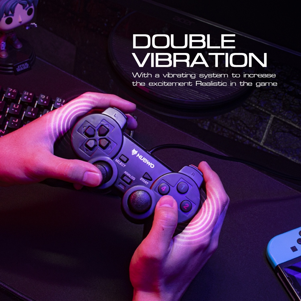 Nubwo NJ-43 Sequential Gaming Controller จอยสติ๊กสำหรับเล่นเกม ระบบสั่นสองชั้น เพื่อเพิ่มอรรถรส (รับประกันศูนย์ 1 ปี)