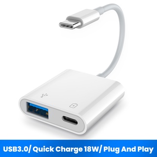 2 In 1 อะแดปเตอร์แปลง USB 3.0 Type-C OTG 18W DP QC ชาร์จเร็ว สําหรับโทรศัพท์มือถือ