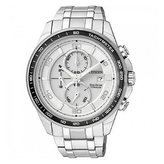 CITIZEN Eco-Drive SUPER TITANIUM Chronographรุ่น CA0341-52A - Silver/White