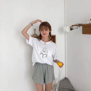 กรอกโค้ด 40% (min 0, max 80) เสื้อยืดผ้า Cotton 100% สีขาว ลาย การ์ตูนแสนCute