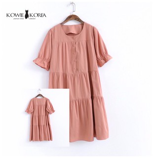 Kowie Korea  เดรสแขนสั้นระบาย Bright dress  (127) (พร้อมส่ง) price  690 ฿