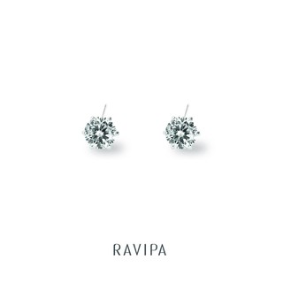 RAVIPA - Classic Single Round Diamond Stud Earrings (6mm) ต่างหูเพชร ต่างหูเงิน ต่างหูแท้ ต่างหูผู้หญิง ของขวัญวันเกิด ข