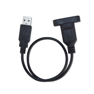 ✥1PCS  สายต่อสายชาร์จ USB สายต่อ USB ตัวผู้ถึงตัวเมีย การถ่ายโอนข้อมูล,พร้อมรูสกรูเพื่อยึดขอบหน้าปัด ยาว 30 ซม.