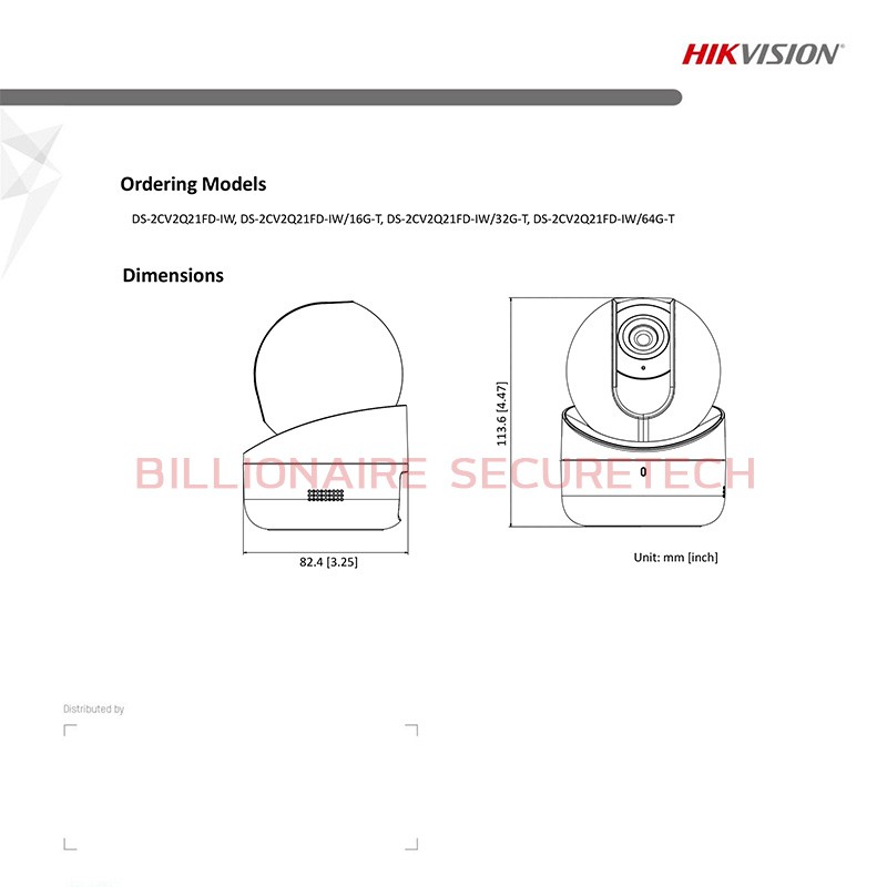 HIKVISION IP CAMERA กล้องวงจรปิดระบบ IP ความละเอียด 2 ล้านพิกเซล รุ่น DS-2CV2Q21FD-IW (2.8 mm) PACK 4 ตัว