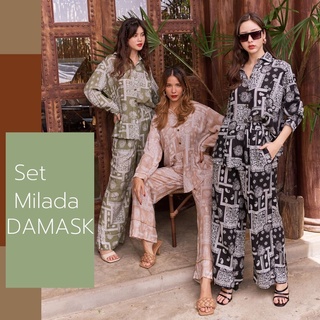 THONGYOY-set shirt milada damask ชุดเซ็ทกางเกงลำลอง เซ็ตกางเกงลายสวยเก๋ ชุดเซ็ตใส่สบาย ชุดเที่ยวทะเล ชุดเซ็ทเสื้อเชิ้ต