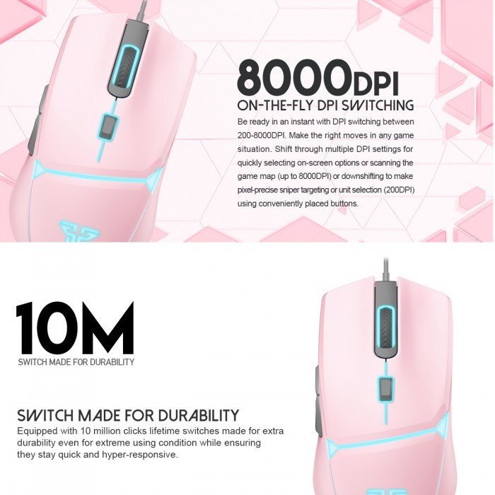 เมาส์เกมมิ่ง FANTECH CRYPTO VX7 Macro Gaming Mouse มาโครได้ DPI 200-8000 ประกันศูนย์ไทย 2 ปี