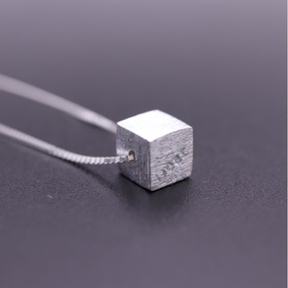 925 Silver Plain  square  pendant Necklace 18 inch ,สร้อยคอจี้สี่เหลี่ยมแบบ3มิติใส่เข้ากันได้กับทุกชุดขนาด18inch +2เป็นเ