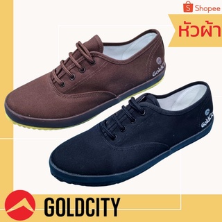 รองเท้าผ้าใบ โกลซิตี้GOLDCITY G009 รองเท้านักเรียนผูกเชือก สีดำ สีน้ำตาล ทรงหัวผ้า หัวเรือ หัวแหลม นักเรียน มัธยม ประถม