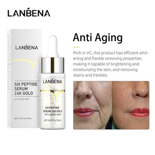 LANBENA เซรั่มเปปไทด์หกชนิด ลดริ้วรอย ป้องกันริ้วรอย ยกกระชับ ชะลอความชรา Six Peptides Serum 24K Gold