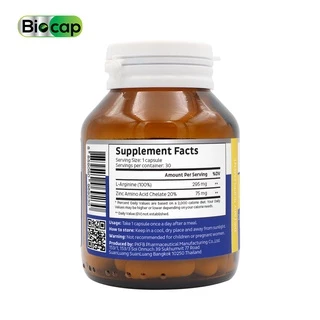 [แพ็ค 3 ขวด] แอลอาร์จินีน พลัส ซิงค์ ไบโอแคป L-Arginine plus Zinc Biocap อาร์จินีน Arginine