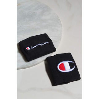 Champion Terry Wristband With Script And Big C Logo Black