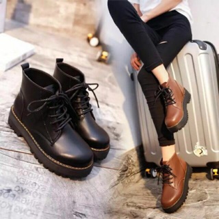 ราคารองเท้าบูทมาร์ตินสไตล์อังกฤษ/Ankle boots รองเท้าบูทมาติน(A33)