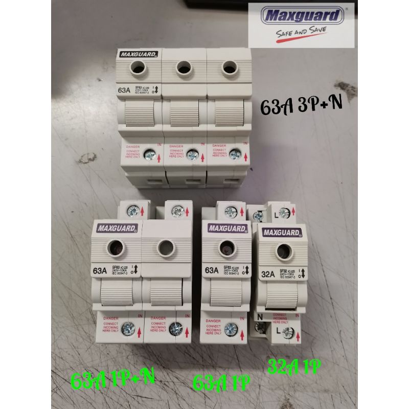 MAXGUARD MAIN SWITCH 32A 1P+N / 63A 1P+N /(SWITCH FUSE)
