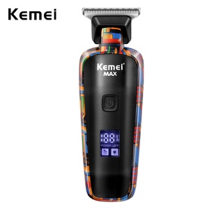 Kemei ปัตตาเลี่ยนตัดผมไฟฟ้า Type-C ชาร์จ Usb พิมพ์ลายกราฟฟิติ อเนกประสงค์ สําหรับร้านตัดผม