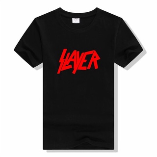 ผ้าฝ้ายแท้เสื้อยืดแขนสั้น ผ้าฝ้าย 100% พิมพ์ลายวงร็อค Slayer สีดํา สําหรับผู้ชาย 2022S-4XL