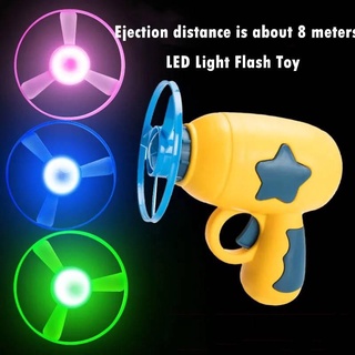 2021 Kids Funny Toys Flying Bamboo Sky Launcher Flying Disc Flying Saucer With Flashing Top Outdoor Airplane Children Toy Gifts