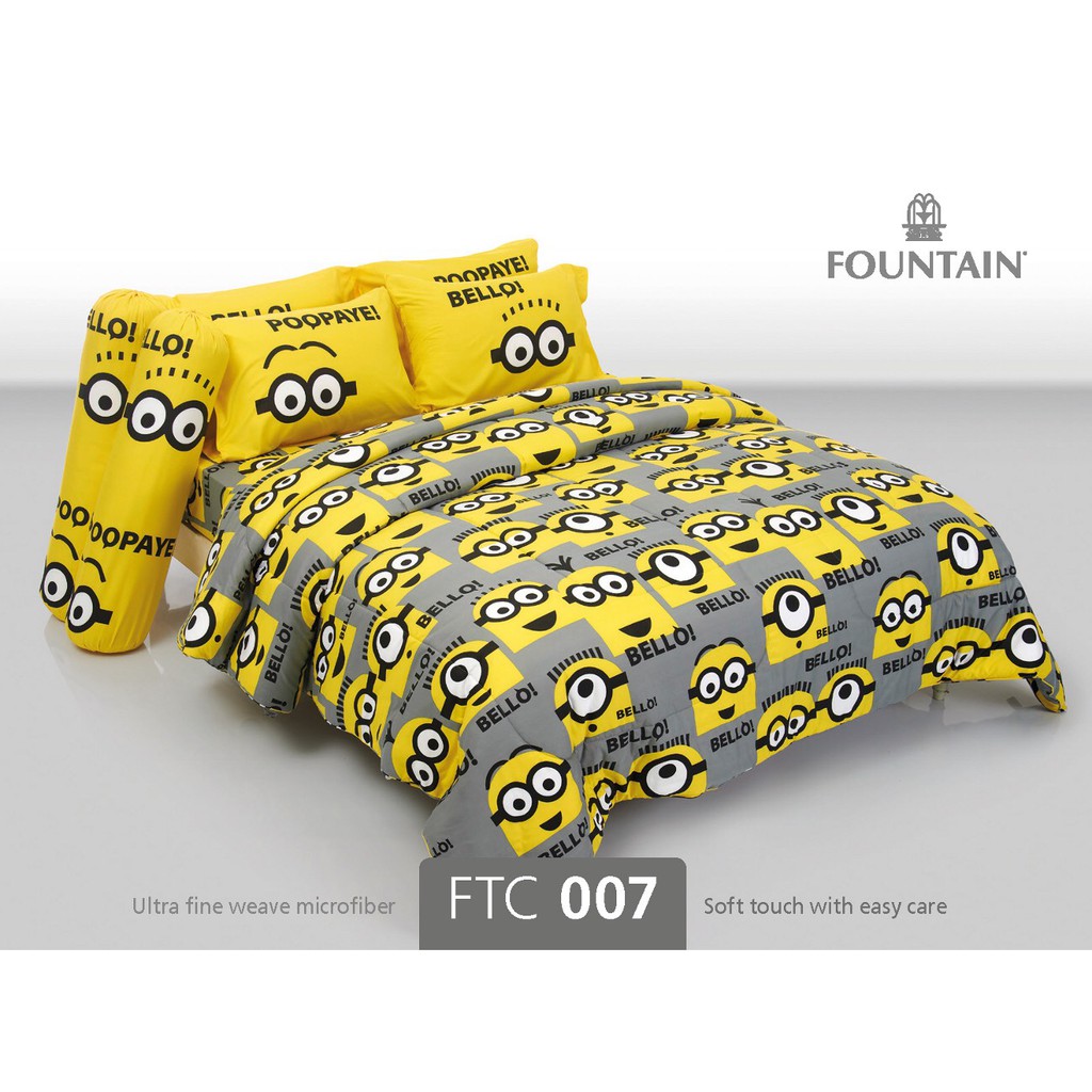 FOUNTAIN FTC006-096 ผ้าปู​ที่นอน​(ไม่รวมผ้านวม) 3.5​ฟุต 5​ฟุต​ 6​ฟุต ftc  007​ 095 มินเนียน MINIONS 