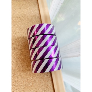 💜 PURPLE STRIPE WASHI TAPE 💜 วาชิเทป เทป สีม่วง ลายทาง