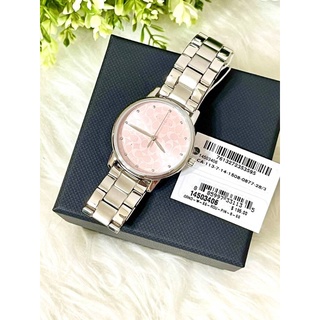 (ผ่อน0%) นาฬิกา สายสแตนเลส สีเงิน หน้าปัดสีชมพู ✨Coach 14503406✨ Grand Woman’s Silver Pink tone ขนาด35mm