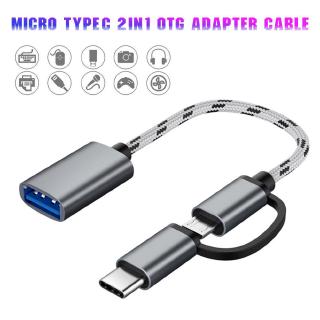 2 in 1 usb 3 . 0 otg อะแดปเตอร์สายเคเบิ้ลเชื่อมต่อข้อมูลไนล่อน micro usb type c micro สําหรับ samsung xiaomi macbook type - c micro otg