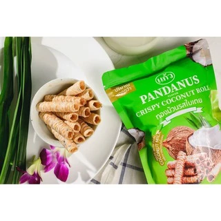 แก้ว ทองม้วนกะทิแท้ รสใบเตย ขนาด 80 กรัม ( ของฝาก กาญจนบุรี ขนมไทย ขนมกรุบกรอบ ขนมกินเล่น )