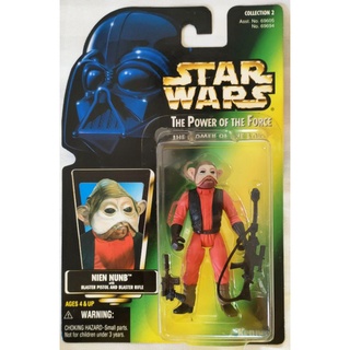 Star wars The Power of the Force POTF2 Green Card Nien Nunb 3.75"