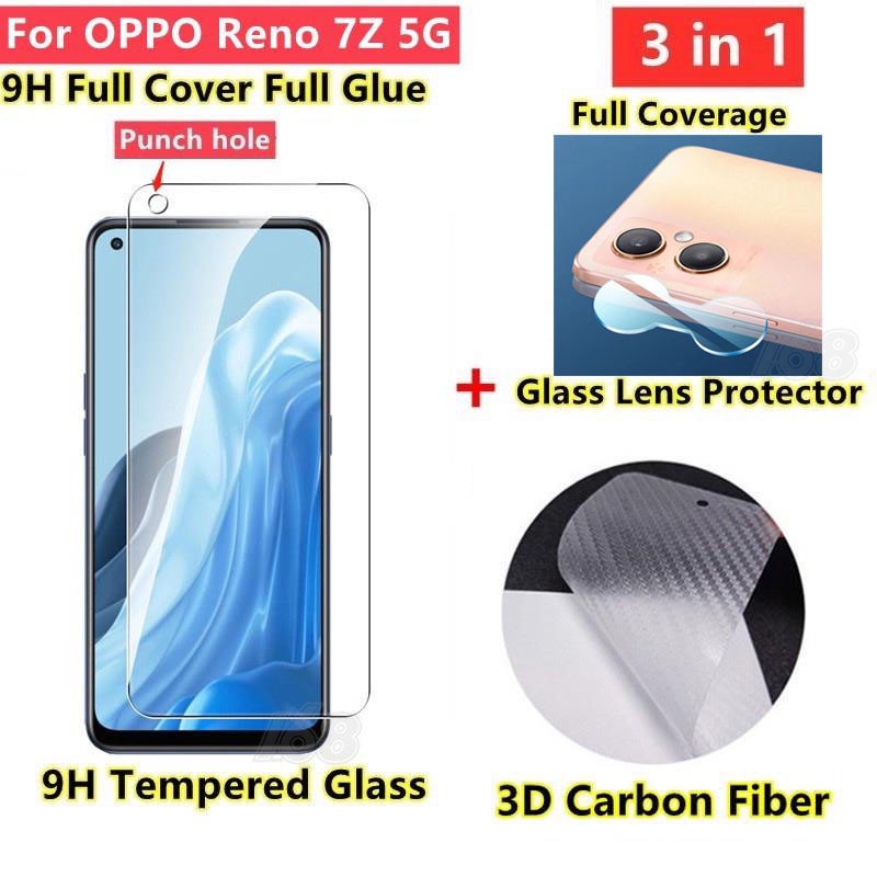 ฟิล์มกระจก OPPO Reno 7Z 8Z 5G ฟิล์มกระจกนิรภัย OPPO Reno 6Z Reno7 Pro 5G ฟิล์มหลังเคฟล่า ป้องกันหน้าจอ และเลนส์กล้อง สำหรับ