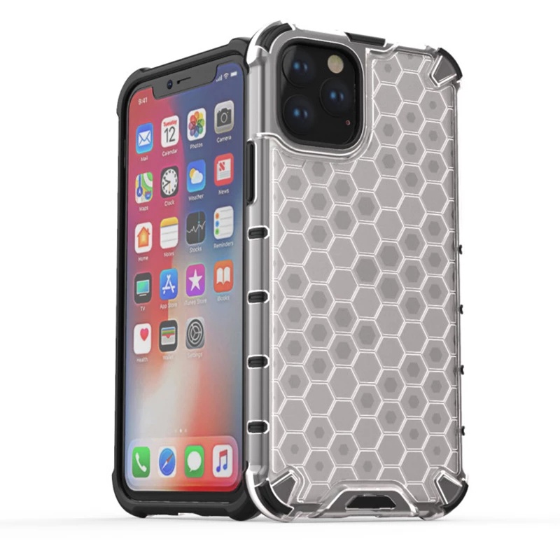compatible for iPhone 15 14 13 12 11 Pro X Xr Xs Max 8 7 SE 6 6s Plus เคสโทรศัพท์มือถือ สีใส ลายรังผึ้ง กันกระแทก สำหรับ