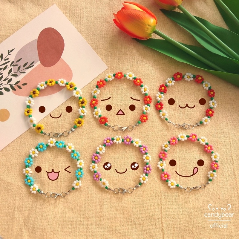 กำไลลูกปัดดอกไม้ flower collection 1 แม่ค้าออกแบบไม่ซ้ำใคร(ห้ามก็อปหรือเลียนแบบ)