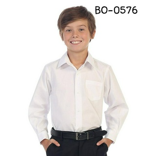 เสื้อเชิ๊ตเด็กผู้ชาย แขนยาว สีขาว ใส่ออกงาน ใส่งานแสดง ใส่สูท ebony Kids dress Boys dress shirt(BO0576)