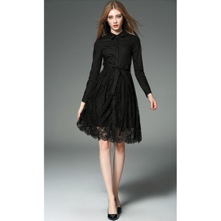 Daria Black Lace Shirt Dress