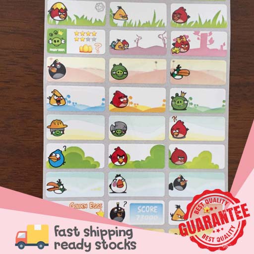 Angry Bird Sticker Name / Book Sticker / Cartoon Sticker / Waterproof Sticker / Sticker Nama