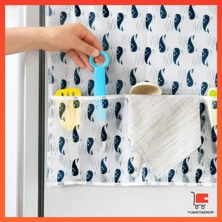 ผ้าคลุมตู้เย็น กันน้ำและกันฝุ่น มีช่องเก็บของสองข้าง ล้างน้ำได้ Refrigerator Cover with Pocket