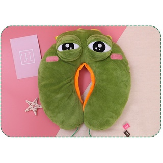 【พร้อมส่ง】หมอนตุ๊กตานุ่ม รูปการ์ตูนกบเศร้า Pepe The Sad สีเขียว แบบพกพา