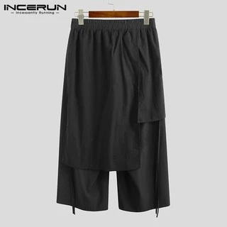 INCERUN กางเกงฮาเร็ม เอวยางยืด ทรงไม่สมมาตร แฟชั่นสำหรับผู้ชาย
