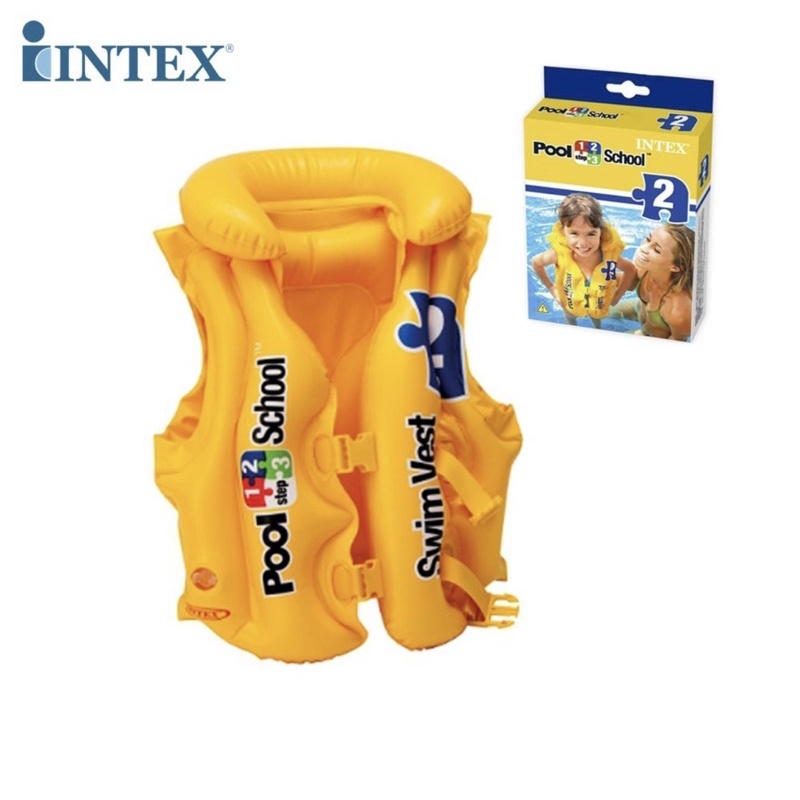 ✨ถูกมาก‼️ INTEX เสื้อชูชีพเป่าลม เสื้อชูชีพเด็ก เสื้อชูชีพ Deluxe Swim Vest Pool School Step 2 รุ่น 58660