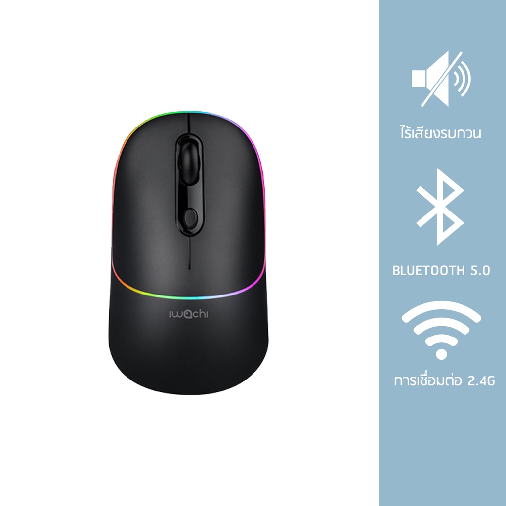 IWACHI เมาส์ I3 ไร้สาย เสียงเงียบ คอมพิวเตอร์ รองรับการเชื่อมต่อ 10 เมตร mouse Computer