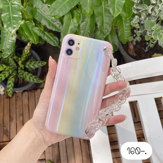 งานมาใหม่✨✨เคสแถมสายคล้องมือ เคสคล้องมือได้ แนะนำเลยค่า สวยมากกก 🌈โฮโลแกรมรุ้ง+โซ่