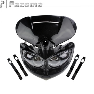 PA Pazoma สีดำ Dirt Bikes Universal Punto Dual Sport ไฟหน้า Supermoto สำหรับ Suzuki GSXR600 GSXR750 2004 2