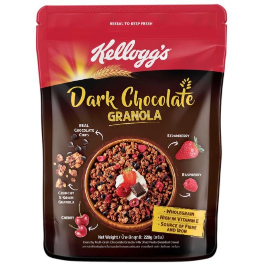 Kellogg's Super Berry Granola Deluxe Nuts เคลล็อกส์ ซูเปอร์ เบอร์รี่ กราโนลา อาหารเช้า ซีเรียลธัญพืช