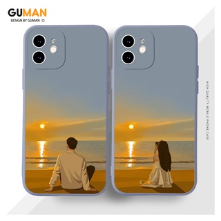 GUMAN เคสคู่ เคสไอโฟน คู่รัก ขอบเหลี่ยมกันกระแทกซิลิโคนนุ่มการ์ตูนน่ารักตลก เคสโทรศัพท์ Compatible for iPhone 14 13 12 11 Pro Max SE 2020 X XR XS 8 7 6 6S Plus พลัส XYM912