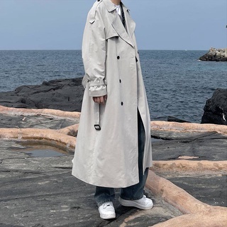 แจ็คเก็ตฤดูใบไม้ร่วงรุ่นเกาหลีของ Super long ม.ens Cross -knee Youth Trench Coat