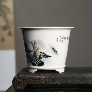 Jingdezhen กระถางดอกไม้เซรามิค เคลือบเงา เพ้นท์มือ สไตล์จีน คลาสสิก หลากสี สําหรับตกแต่งบ้าน