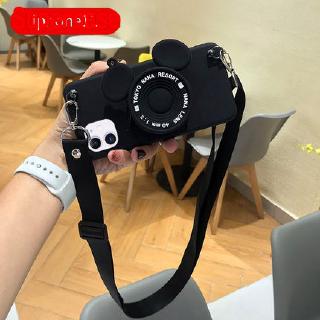 เคสโทรศัพท์มือถือ TPU แบบนิ่ม ลายมิกกี้ มินนี่ เมาส์ 3D ป้องกันกล้อง ปิดด้านหลัง พร้อมสายคล้อง สําหรับ OPPO Reno 7Z 8Z 7 Lite 6Z 5Z 4Z 2Z 4 3 Pro 4G 5G 7 SE F21 Pro 4G 5G