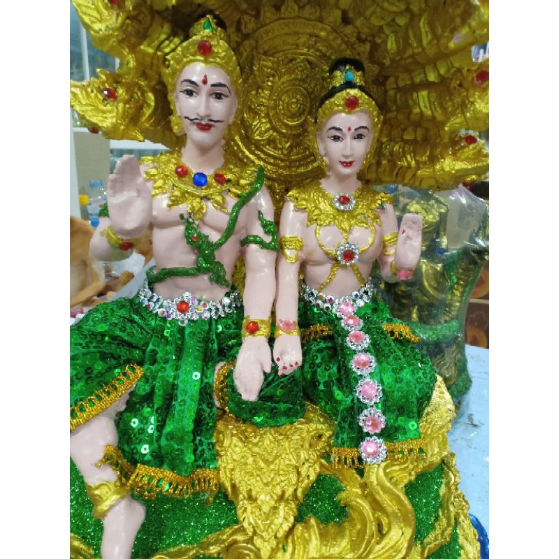 ปู่ศรีสุทโธ เเม่ย่าศรีประทุมมา ปู่ย่า องค์ขนาดใหญ่ กากเพชรระยิบระยับ สูง 24 นิ้ว