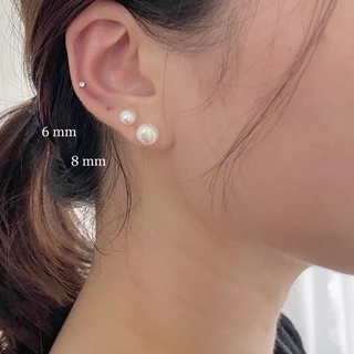 A.piece ต่างหูมุกแท้ เงินแท้ [all silver 925] Freshwater pearl stud