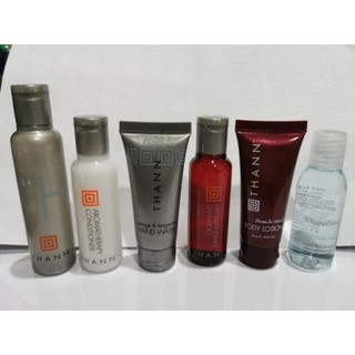 ทั้ง set ใหม่ แท้ 100% thann travel set body lotion shampoo shower gel conditioner hand wash whisper mint mouth wash