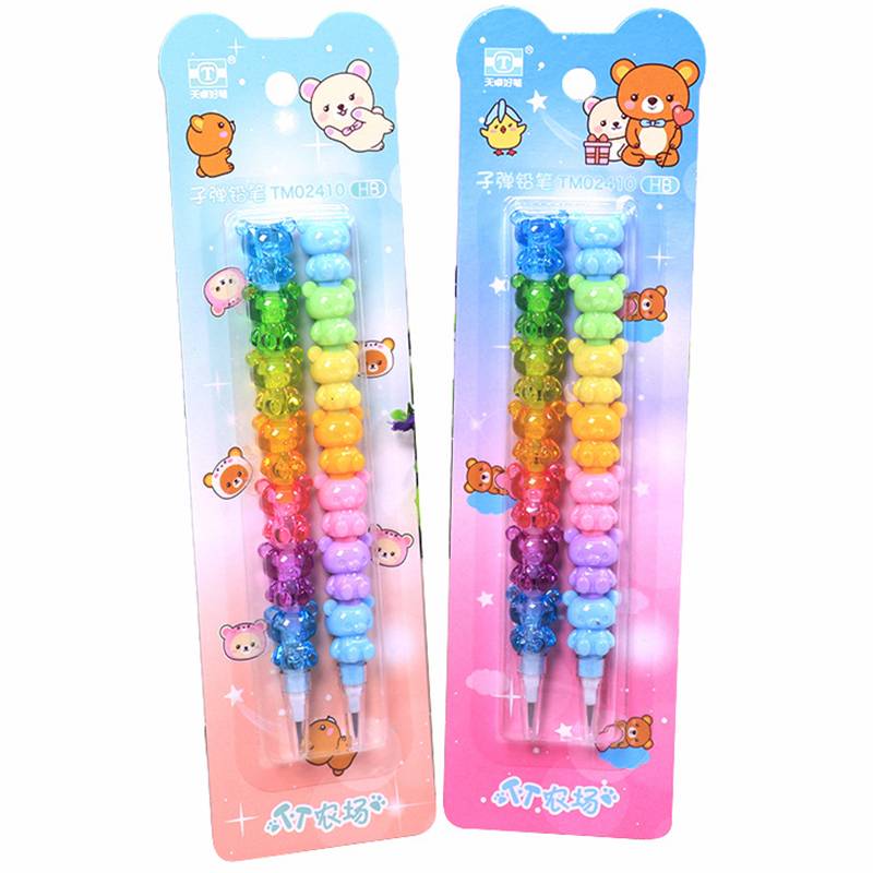 2 ชิ้น / เซต น่ารัก สัตว์ หมี บล็อก เปลี่ยนแกนได้ ดินสอสีรุ้ง เครื่องมือการเขียน ของขวัญเด็ก ดินสอ ของเล่น เครื่องเขียน ปากกา ประกบ ตะกั่ว ดินสอมาตรฐาน เด็ก เครื่องเขียน ของขวัญ