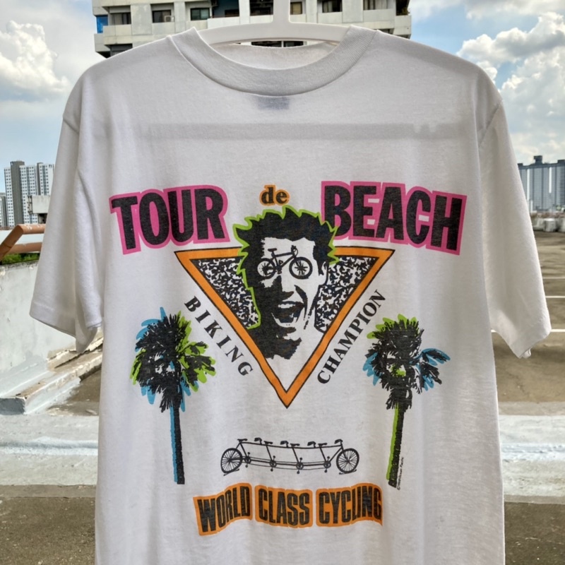 TOUR de BEACH เสื้อยืดวินเทจ เสื้อยืด เสื้อยืดมือสอง USA เสื้อวินเทจ